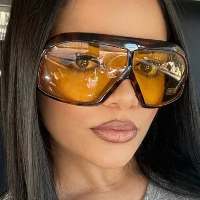 Vintage Oversized Gradient Sunglasses Women New Fashion Leopard Print Elegant Sun Glasses Ladies Trendy Cat Eye Shades 306815