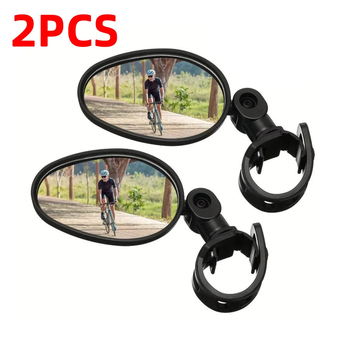 PINMOAP 2PCS Universal Bicycle Side Mirror Rear View Reflective Lens Adjustable Bar End Mirror For MTB Road Bike Commuter Riding