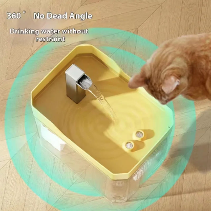 Q USB Cat Water Fountain with Auto Filter Transparent Anti-Dry Burning Recirculating Dispenser Includes Pump for Cats