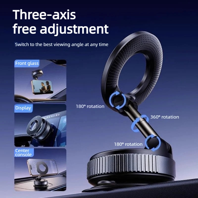 Foldable Magnetic Car Phone Holder 360° Rotation Adjustable Dashboard Mount Stable Support Stand for IPhone Huawei Xiaomi