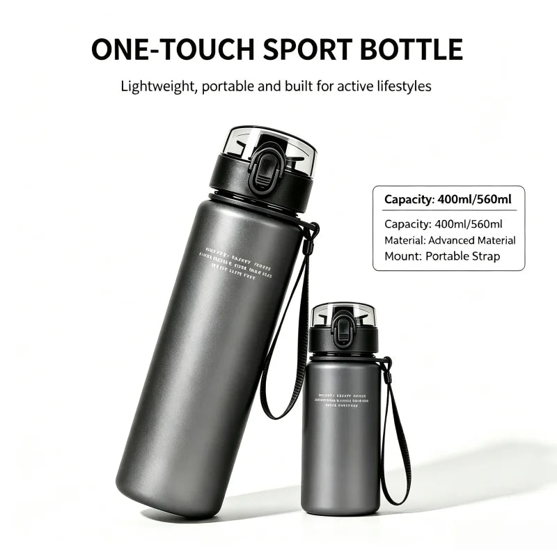 High Quality BPA Free Sports Water Bottle, Leak Proof Portable Drink Bottle for Travel, Hiking, Outdoor & Gym, 400ml/560ml