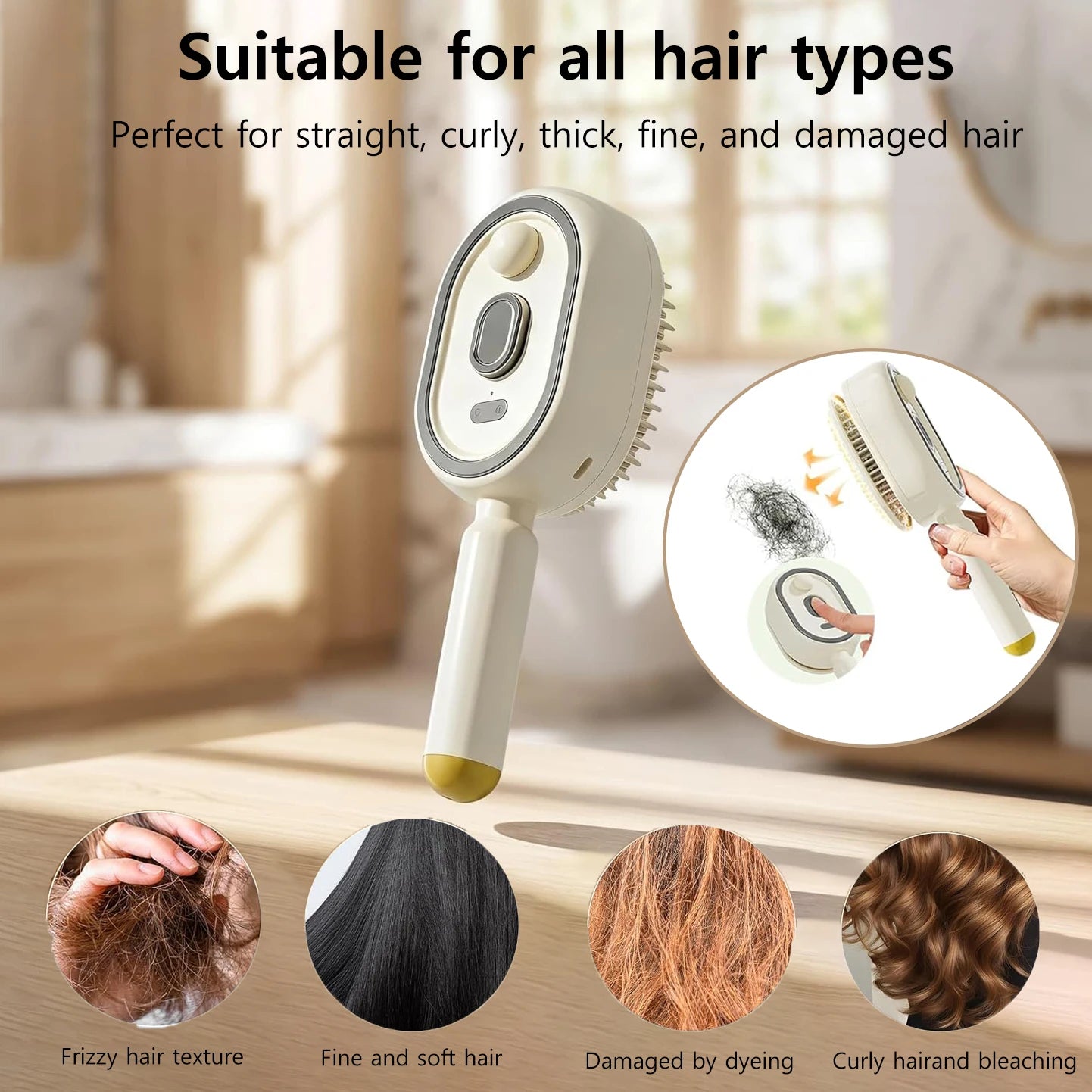 Brosse Démêlante & Spray Vapeur 3-en-1