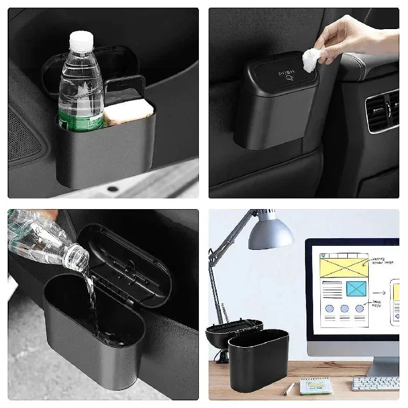 1Pcs Leak-proof Mini Car Trash Can with Lid Small Car Accessories Garbage Bags for Vehicle Interior