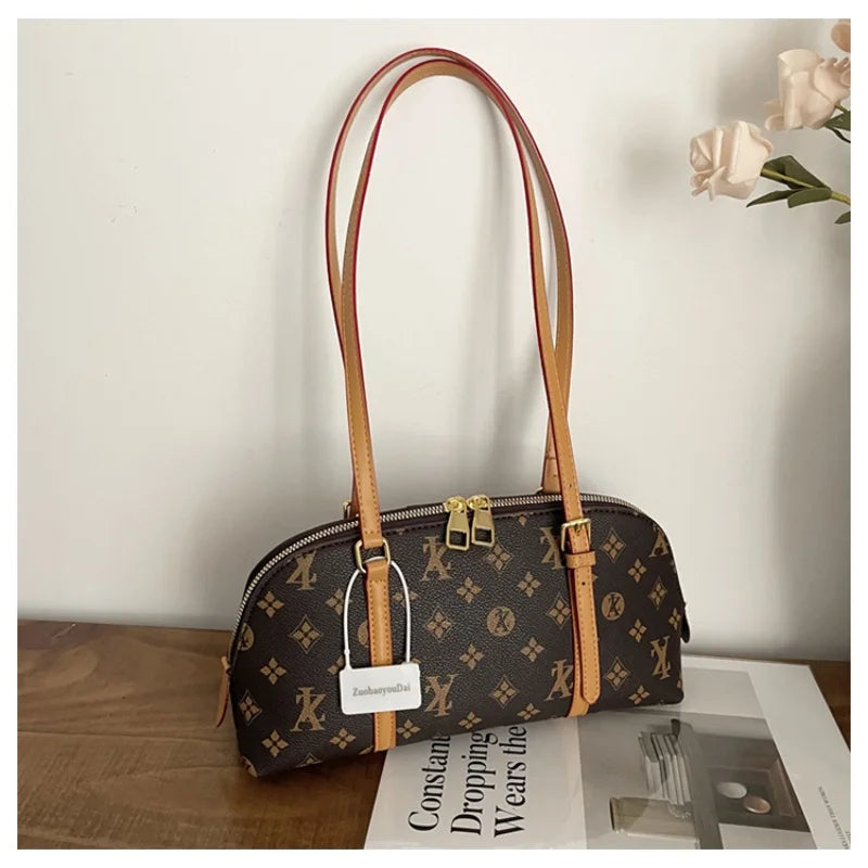 2026 Luxury Style Monogram Pattern Underarm Bag Women's Casual Zipper Closure Tote Purse