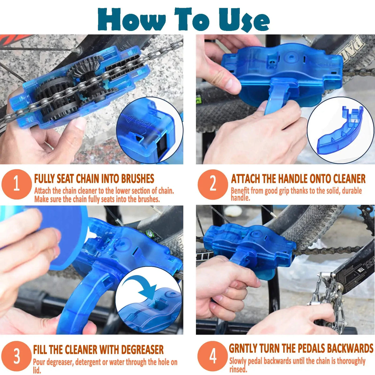Portable Bike Chain Cleaning Tool Bicycle Drivetrain Cleaner Kit for Mountain Bike Road Bike Bicycle BMX Maintenance