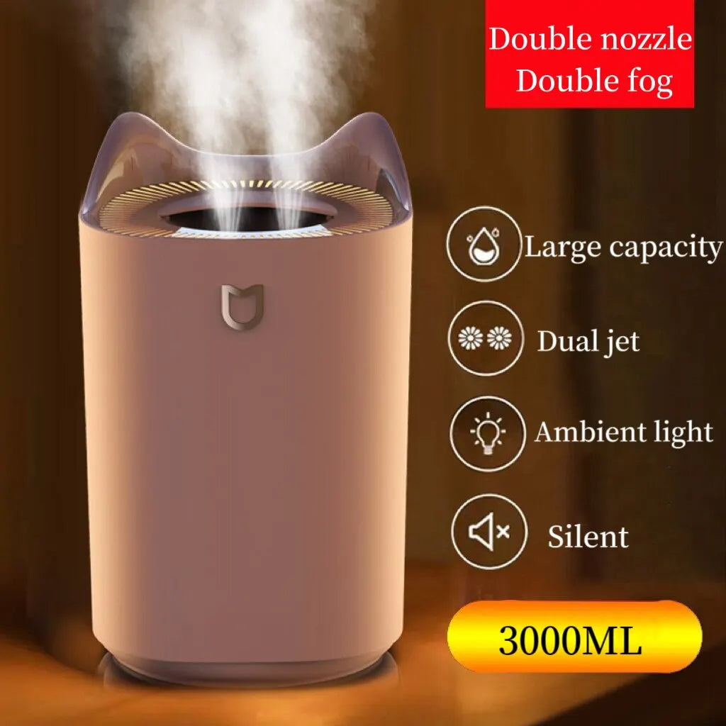 3L Large Capacity Dual Spray Ultrasonic Air Humidifier & Aroma Diffuser