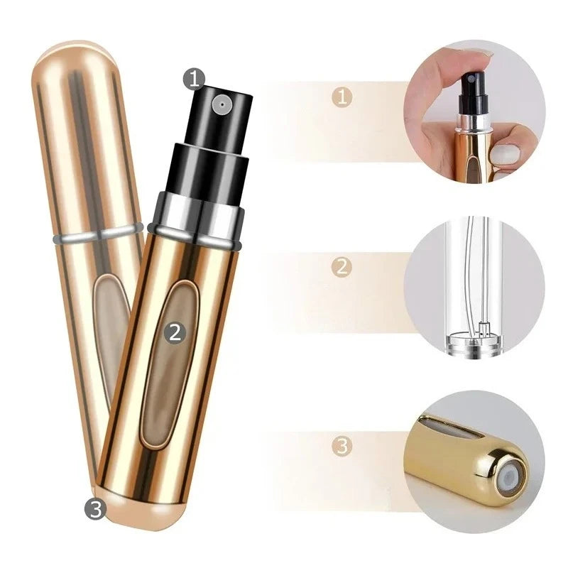 4Pcs 5ml Mini Portable Aluminum Perfume Atomizer Refillable Spray Bottles for Cosmetics And Traveling Liquid Container