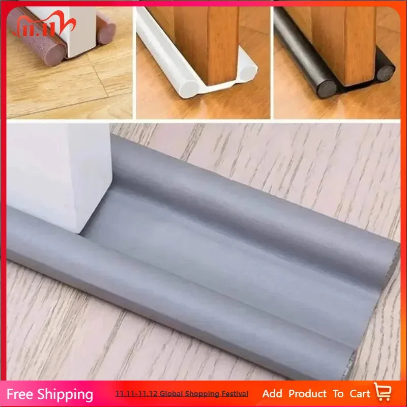 Double Door Seal Strip Windproof Draft Excluder Stopper Dustproof Blocker Soundproof Bottom Guard Door Protector