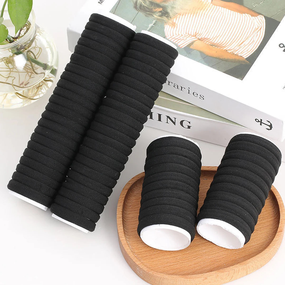 50/100 Pieces of Black and White Hair Bands, Women's Hair Bands, High-Elasticity Rubber Band Hair Bands
