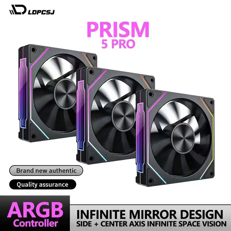 LDPCSJ Prism 4RS 120mm ARGB PC Case Fan with Infinity Mirror Design Motherboard Sync 4PIN PWM CPU Cooler Ventilador