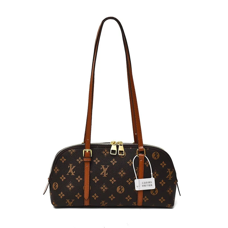 2026 Luxury Style Monogram Pattern Underarm Bag Women's Casual Zipper Closure Tote Purse