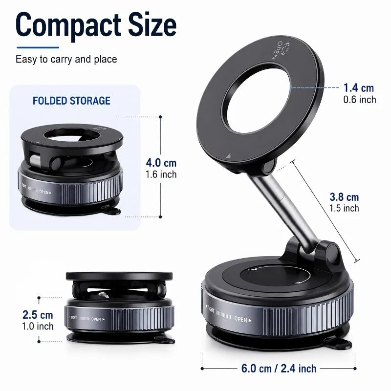 Foldable Magnetic Car Phone Holder 360° Rotation Adjustable Dashboard Mount Stable Support Stand for IPhone Huawei Xiaomi