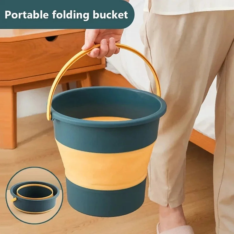 10L Thickened Silicone Portable Folding Bucket Multifunctional for Car Washing Fishing Camping - Durable Waterproof Storage Solu