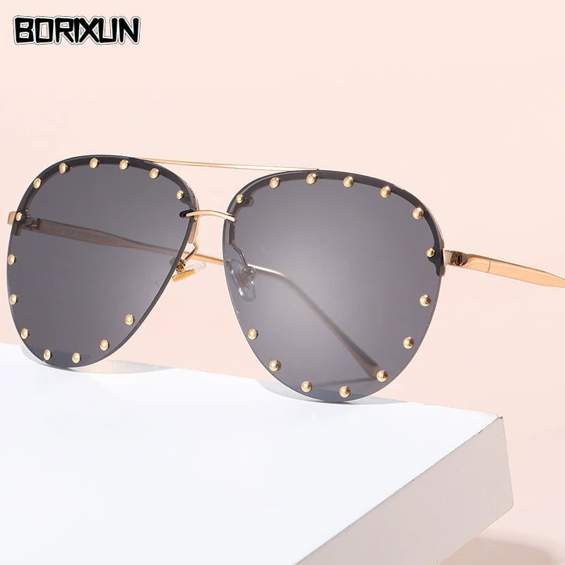 2026 Diamond Rhinestone  Sunglasses Ladies Fashion Gradient Metal Polygon Rimless Eyeware Outdoor Sunscreen Sun Glasses Shades
