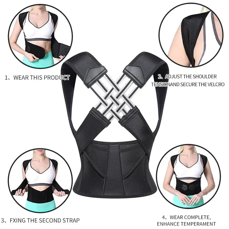 Back Support Hunchback Correction Belt Posture Corrector Comfortable Adjustable Unisex Spine Shoulder Lumbar Posture Correction