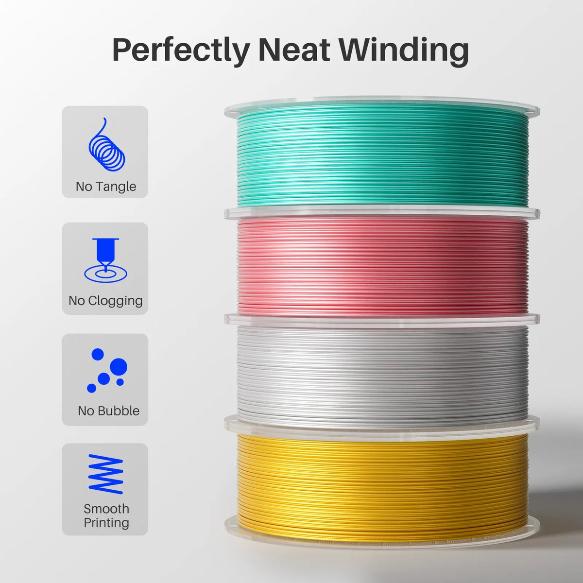 ELEGOO Silk PLA Filament 1.75mm 1KG,3D Printer Filament 1kg Gold Silver Fits for Most FDM 3D Printers