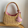 Summer Trend Design Willow Woven Handbag New Casual Handmade Woven Rattan Women's  Vacation Beach Drawstring  Crossbody Bag