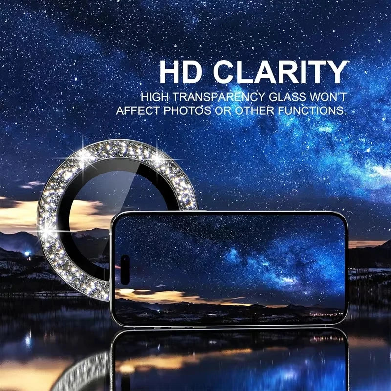 Diamond Camera Lens Protector Glass for iPhone 13 11 12 14 15 16 Pro Max Mini Back Metal Lens Protective Film for iPhone 15 Plus