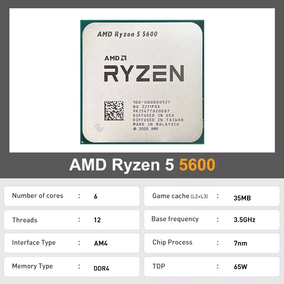 Processeur AMD Ryzen 5 5600 (3.5 GHz)