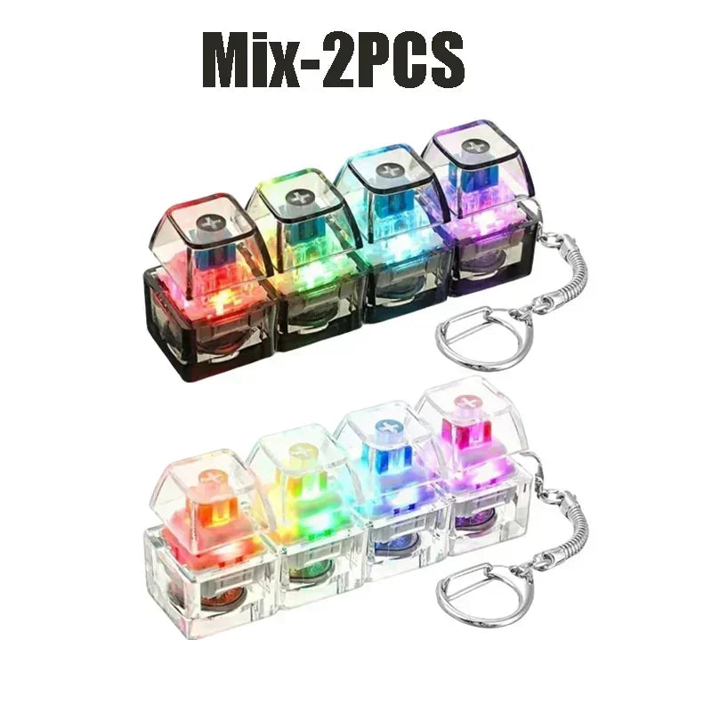 4-Keys Fidget Keyboard Toy with Light Stress Relief Transparent Cap Keyboard Finger Clicker Keychain Button Sensory Toy Amagi