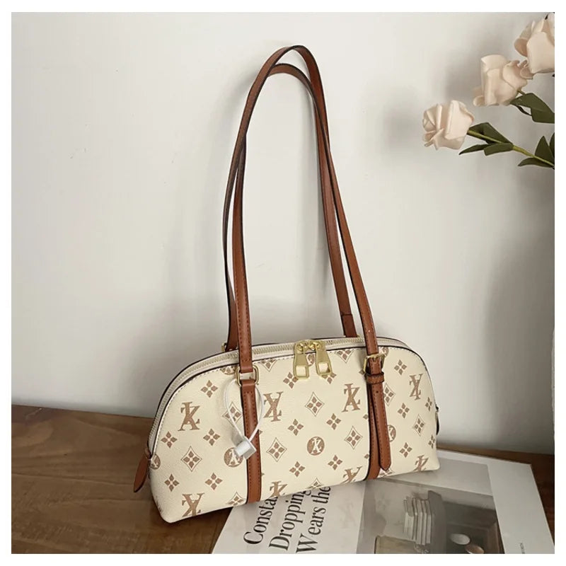 2026 Luxury Style Monogram Pattern Underarm Bag Women's Casual Zipper Closure Tote Purse