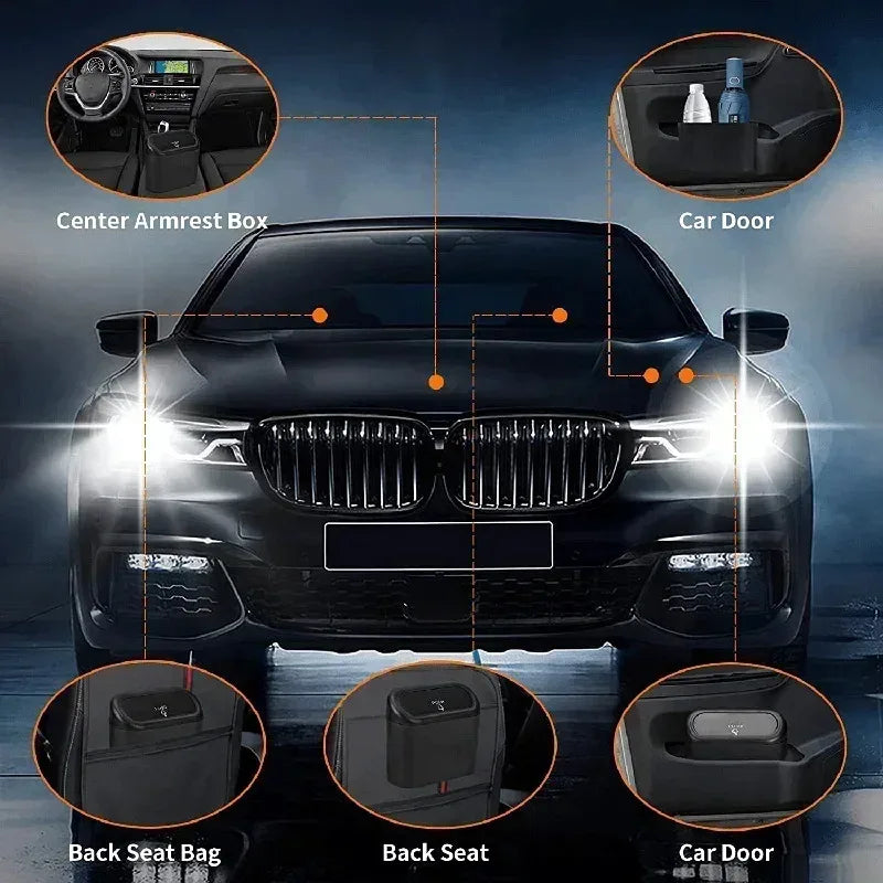 1Pcs Leak-proof Mini Car Trash Can with Lid Small Car Accessories Garbage Bags for Vehicle Interior