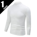 1/2piece Autumn And Winter Men's Semi High Neck Fashionable Base Long Sleeved Top Solid Color Casual Sports Fitness Warm T-shirt