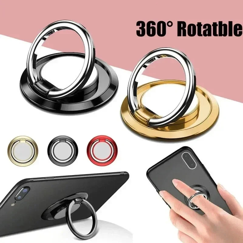 Mini Finger Ring Holder Stand 360° Rotating Phone Grip Back Sticker with Magnetic Car Mount Plate Universal Cellphone Bracket fo