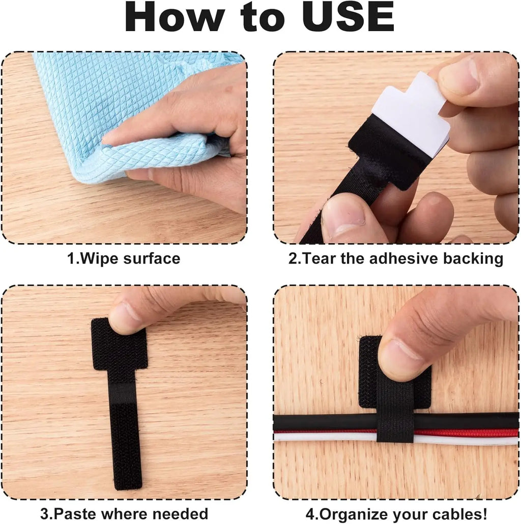 New Reusable Cable Ties Ties Self-Adhesive Power Cord Cable Holder Adjustable Cord Storage Desktop Organiser Manager