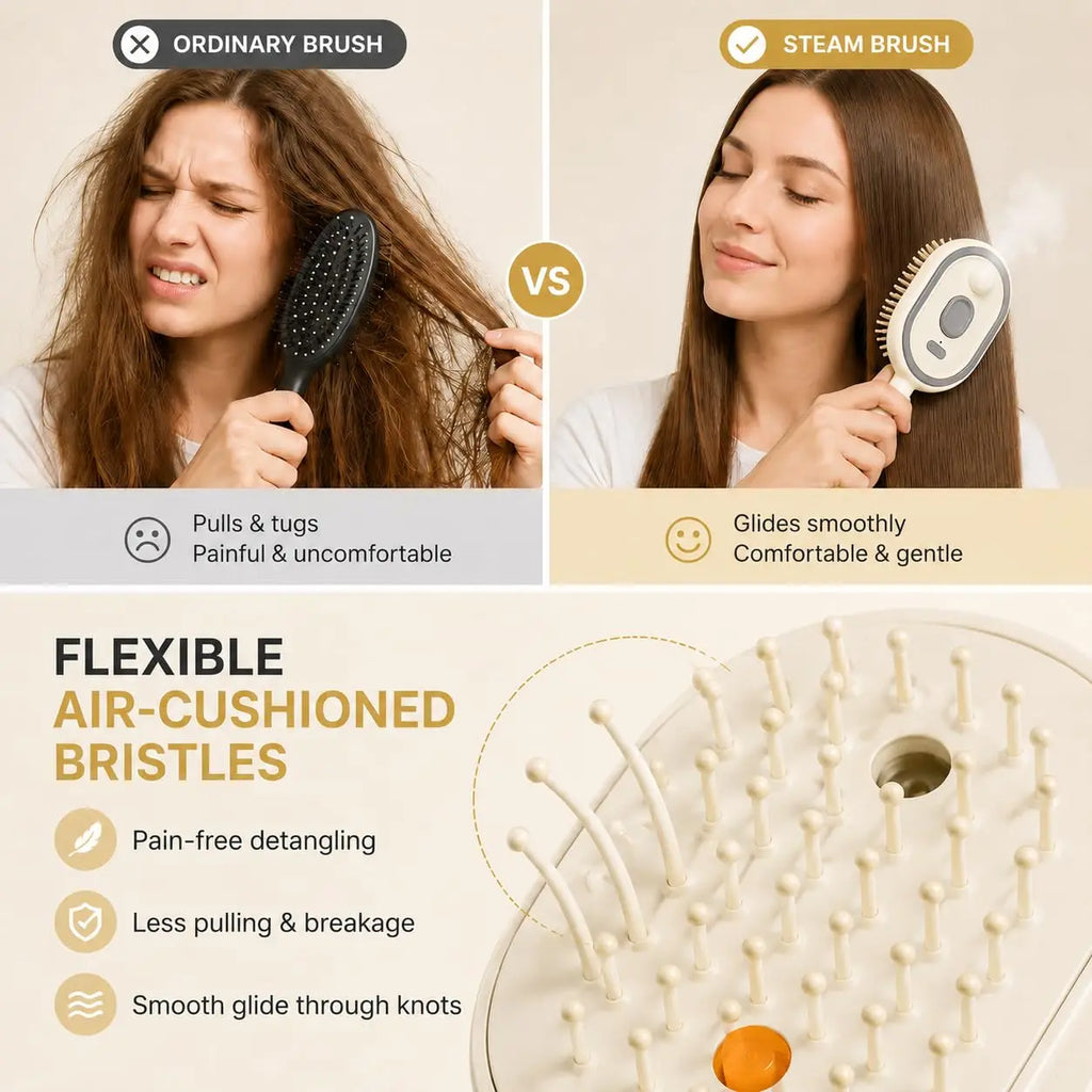 Brosse Démêlante & Spray Vapeur 3-en-1