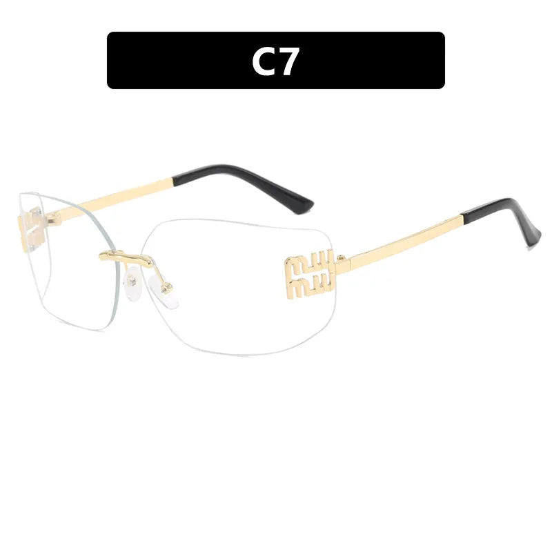 Vintage Rimless Rectangle Sunglasses