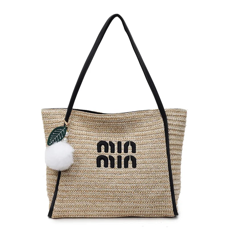 Summer Rainbow Woven Tote Bag for Women, Fashion Large Capacity Casual Versatile Vacation Style Shoulder & Underarm Bag