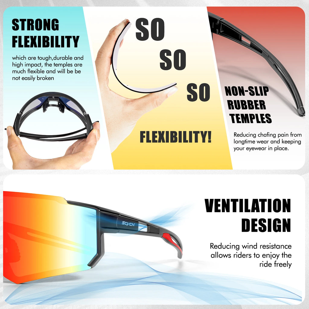 Lunettes de cyclisme SCVCN avec protection UV400, idéales pour le sport en plein air