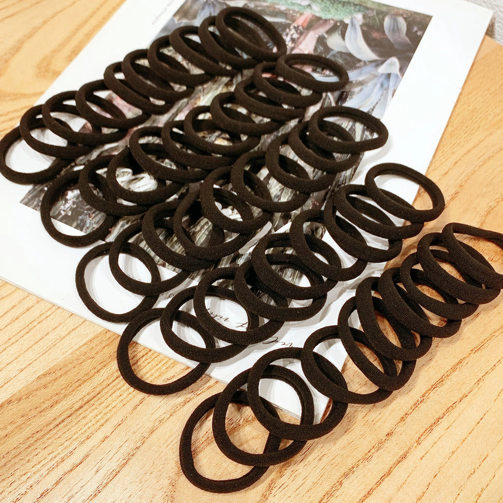 50/100 Pieces of Black and White Hair Bands, Women's Hair Bands, High-Elasticity Rubber Band Hair Bands