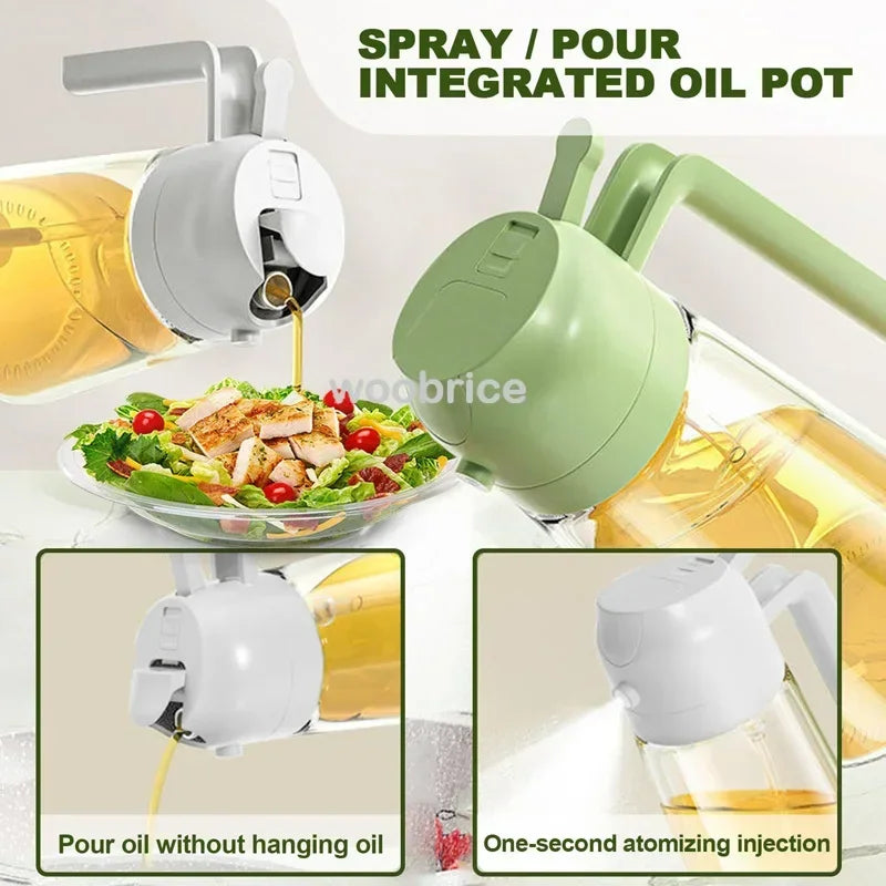 2 in1 Oil Spray Bottle Plastic Kitchen Barbecue Cooking Olive Oil Dispenser Oil Jar Baking Vinegar Soy Sauce Spray Container