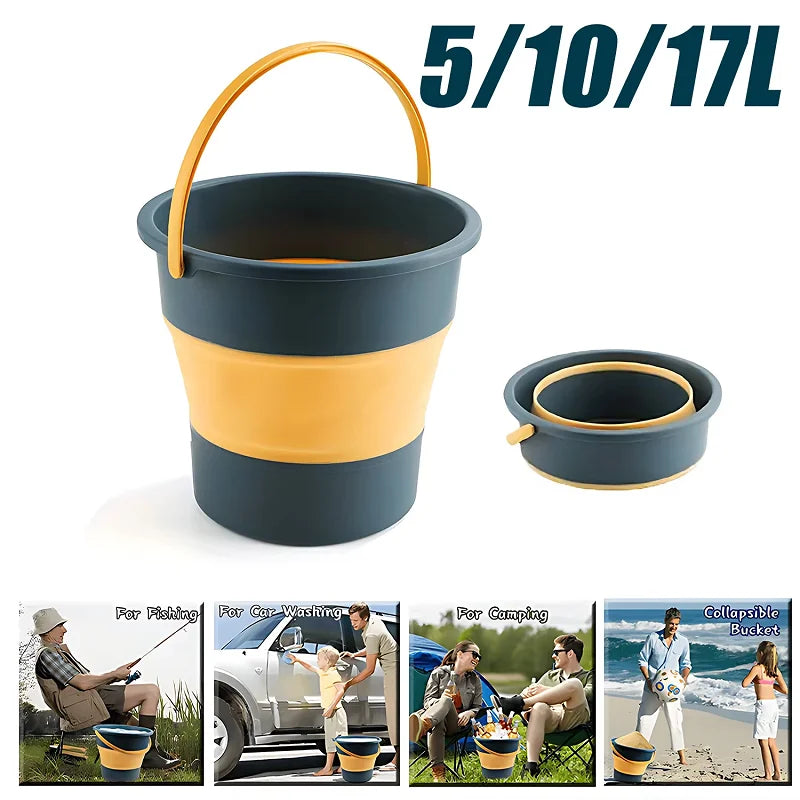 10L Thickened Silicone Portable Folding Bucket Multifunctional for Car Washing Fishing Camping - Durable Waterproof Storage Solu