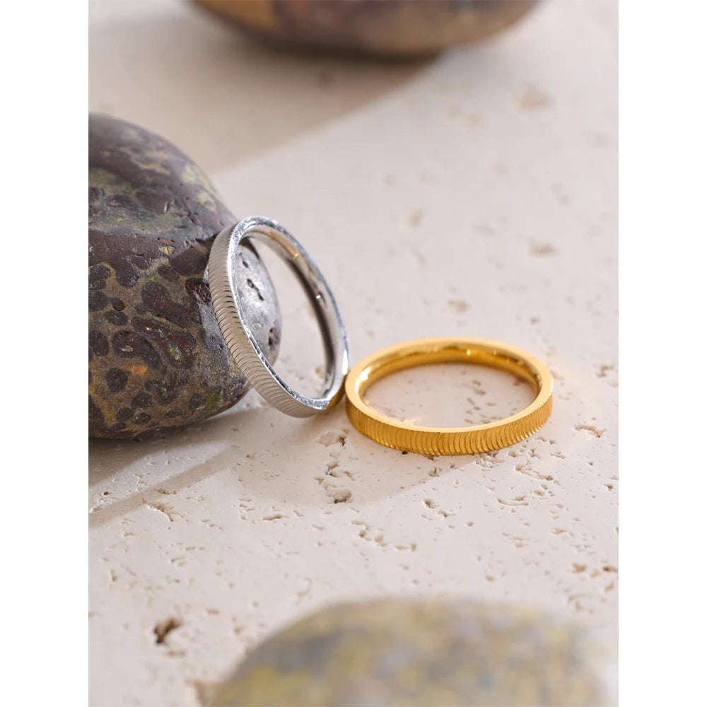 Yhpup Size 6789 PVD Minimalist Polished Metal Round Ring Rust Proof Stainless Steel Exquisite Daily Finger Jewelry for Women