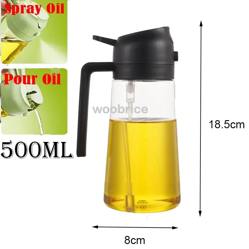 2 in1 Oil Spray Bottle Plastic Kitchen Barbecue Cooking Olive Oil Dispenser Oil Jar Baking Vinegar Soy Sauce Spray Container