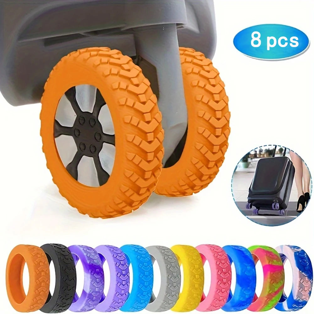 8 pcs Upgraded and Thickened Luggage Wheel Protection Set, Wheel Repair Set, Trailer Luggage Wheel Mute Set