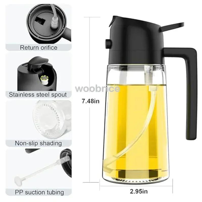 2 in1 Oil Spray Bottle Plastic Kitchen Barbecue Cooking Olive Oil Dispenser Oil Jar Baking Vinegar Soy Sauce Spray Container