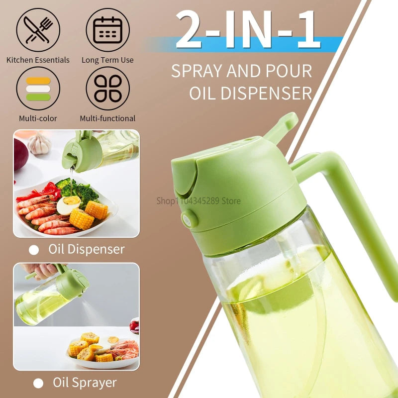2 in1 Oil Spray Bottle Plastic Kitchen Barbecue Cooking Olive Oil Dispenser Oil Jar Baking Vinegar Soy Sauce Spray Container