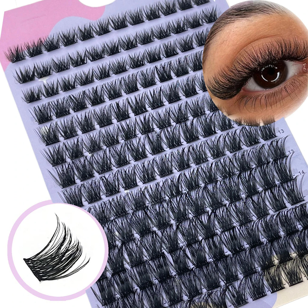 Cluster Lashes, 240pcs 40D 9-16mm Mixed Lengths, Ultra-Natural Look Thin Ultra-Soft Ultra-Light, Reusable  for Beginners