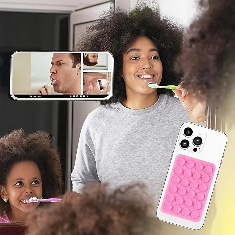 2PCS Silicone Suction Phone Holder Mat Multi-functional Suction Cup Phone Stand Square Single-Sided For Selfies And Videos