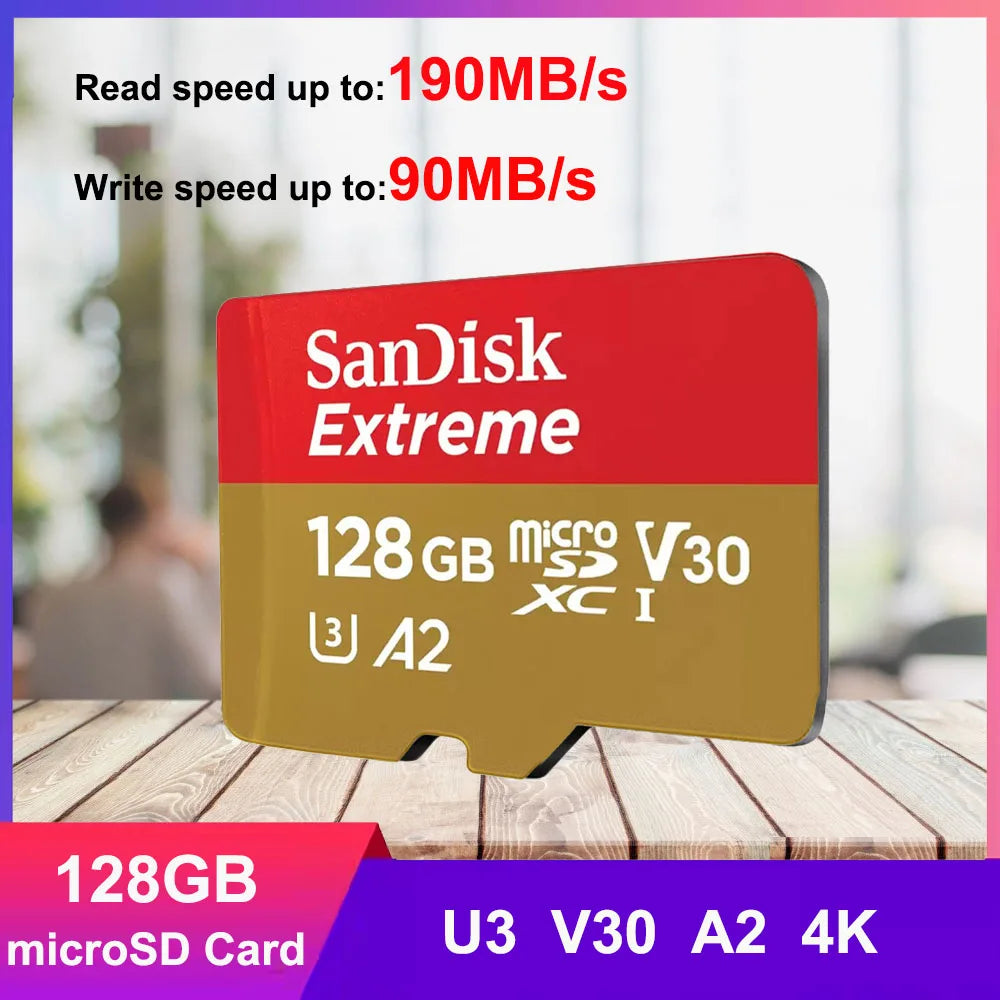 SanDisk Memory Card MicroSD 32GB 64GB 128GB 256GB 512GB 1TB micro SD Card Extreme TF Card Class10 U3 V30 4K UHD A2 micro SDXC