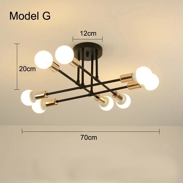 Golden Sputnik Chandelier - Modern LED Ceiling Light
