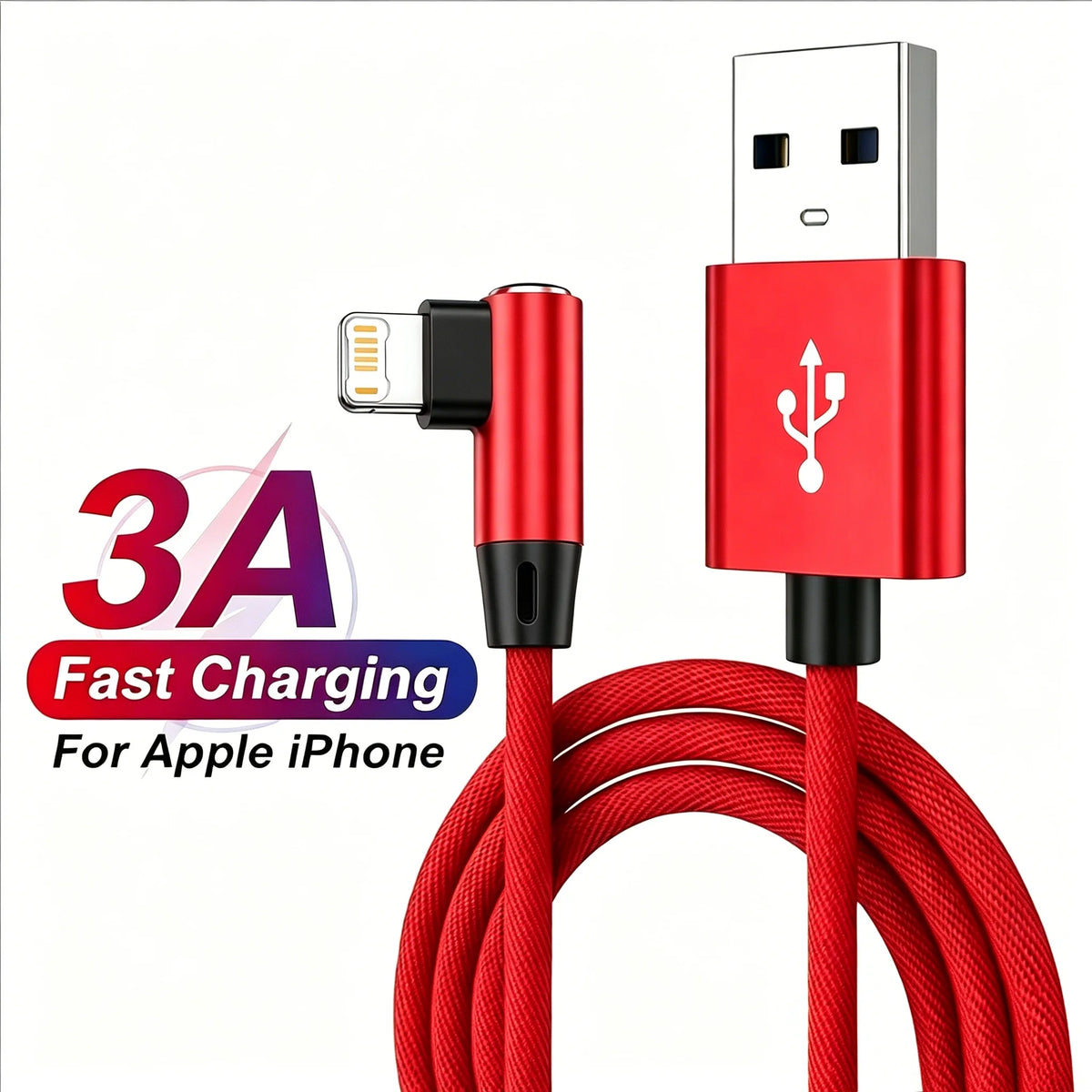 Fast Charge Right Angle USB Cable 90 Degree Elbow Gaming Charger for iPhone 13 14 pro 11 12 Mini XS Max XR X 7 8 plus