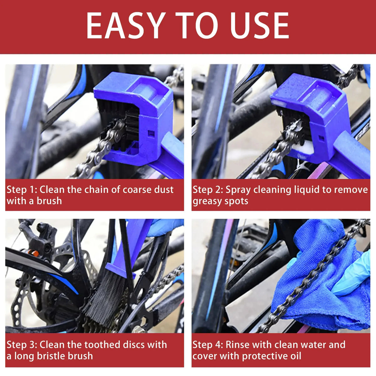 Portable Bike Chain Cleaning Tool Bicycle Drivetrain Cleaner Kit for Mountain Bike Road Bike Bicycle BMX Maintenance