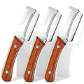 1/2/3/pcs Peeler Oak Three-in-one Stainless Steel Wooden Handle  For Peeling Slicing Onions Cutting Sugar Cane Cutting Fruits
