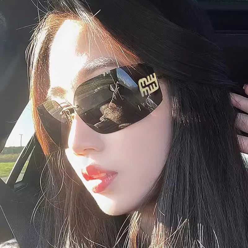 Vintage Rimless Rectangle Sunglasses