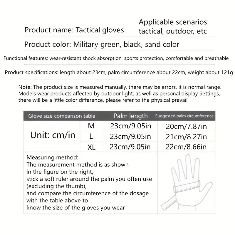 Tactical Military Gloves, Color Bullet Air Gun Shooting, Soldier Combat Anti Slip Bicycle All Finger Gloves, MEN'S Clothing GLOV